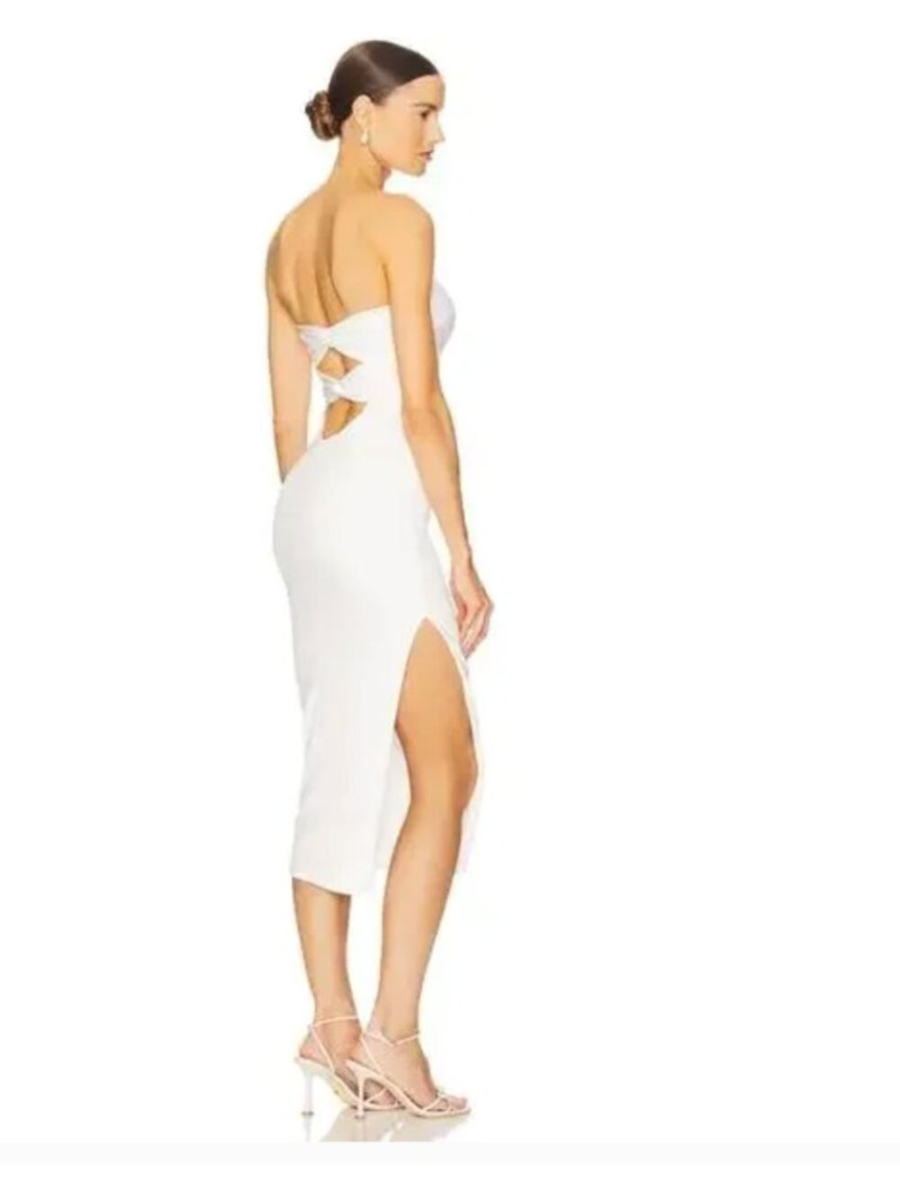 Katie May Ashun Strapless White Midi Dress Wedding NWT - Cutout Back -  Size S